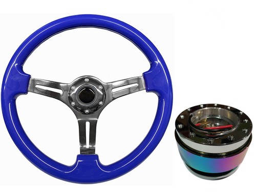 Blue chrome steering - chrome, wheel