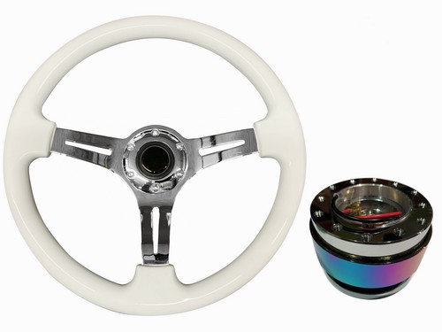 White chrome 350mm steering - 350mm,