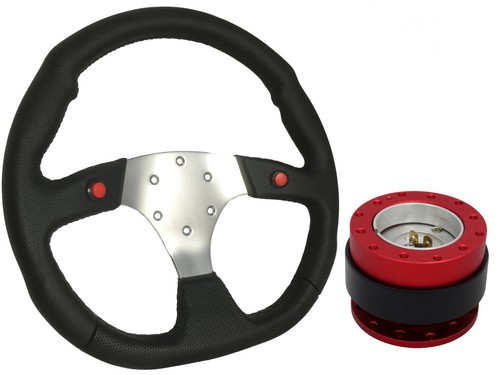 Chrome steering wheel red - steering, +